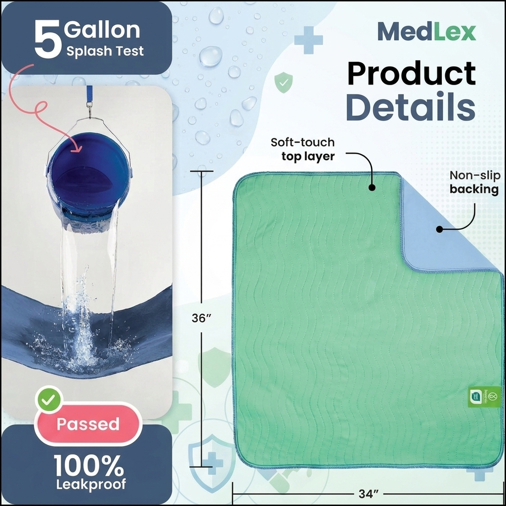 MedLex Hospital-Grade Re-Usable Incontinence Bed Pad | Built for the Proud Care-Givers
